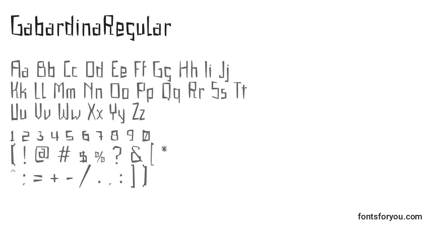 characters of gabardinaregular font, letter of gabardinaregular font, alphabet of  gabardinaregular font