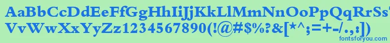 Fonte KuriakosBlackSsiExtraBold – fontes azuis em um fundo verde