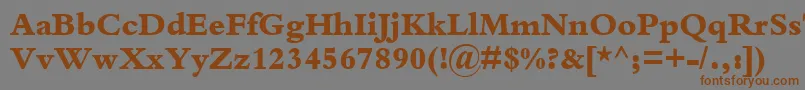 フォントKuriakosBlackSsiExtraBold – 茶色の文字が灰色の背景にあります。