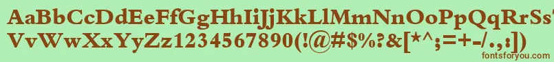 フォントKuriakosBlackSsiExtraBold – 緑の背景に茶色のフォント