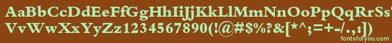 フォントKuriakosBlackSsiExtraBold – 緑色の文字が茶色の背景にあります。