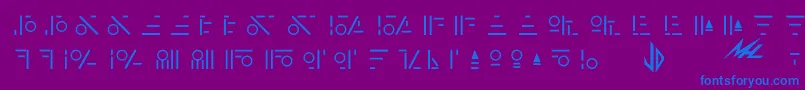 フォントFabrini – 紫色の背景に青い文字