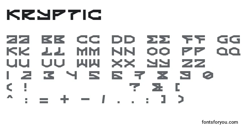 Czcionka Kryptic – alfabet, cyfry, specjalne znaki