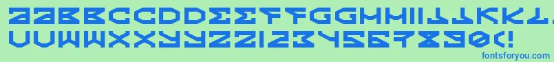 フォントKryptic – 青い文字は緑の背景です。