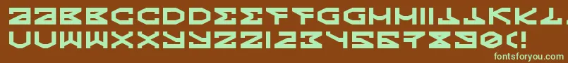 フォントKryptic – 緑色の文字が茶色の背景にあります。