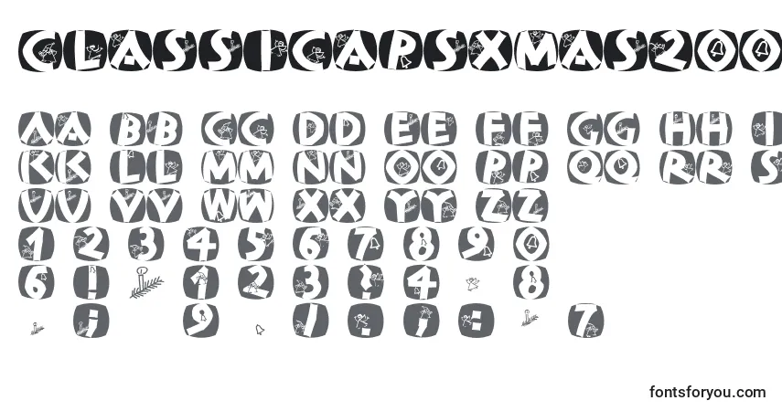 Czcionka Classicapsxmas2002 – alfabet, cyfry, specjalne znaki