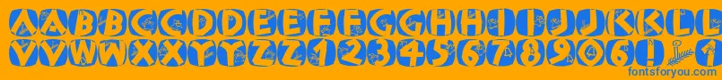 Classicapsxmas2002 Font – Blue Fonts on Orange Background