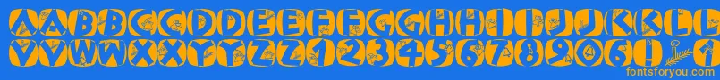 Classicapsxmas2002 Font – Orange Fonts on Blue Background