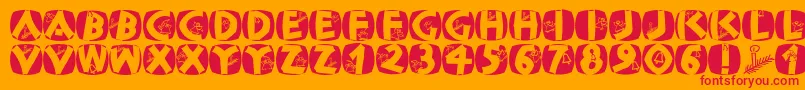 Classicapsxmas2002 Font – Red Fonts on Orange Background