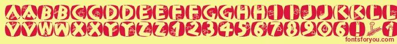 Classicapsxmas2002 Font – Red Fonts on Yellow Background