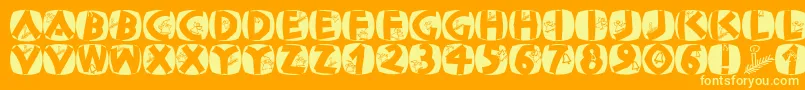 Classicapsxmas2002 Font – Yellow Fonts on Orange Background