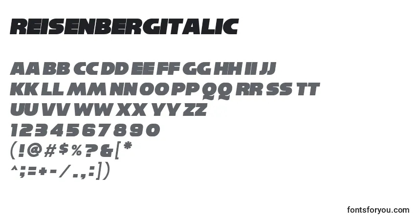 ReisenbergItalicフォント–アルファベット、数字、特殊文字