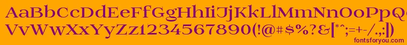 Prida01black-Schriftart – Violette Schriften auf orangefarbenem Hintergrund