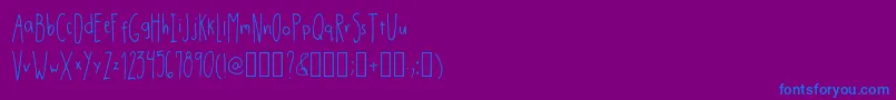 Czcionka DrmhandwrittenthinRegular – niebieskie czcionki na fioletowym tle