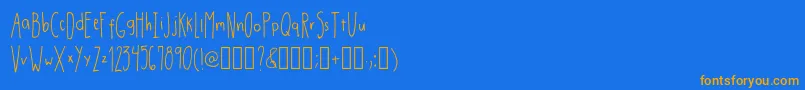 DrmhandwrittenthinRegular-Schriftart – Orangefarbene Schriften auf blauem Hintergrund