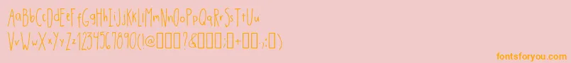 フォントDrmhandwrittenthinRegular – オレンジの文字がピンクの背景にあります。
