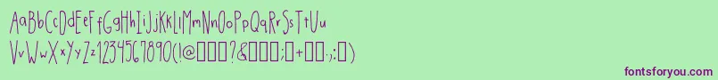 DrmhandwrittenthinRegular Font – Purple Fonts on Green Background