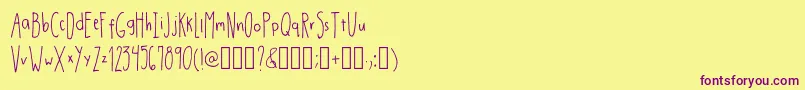 DrmhandwrittenthinRegular Font – Purple Fonts on Yellow Background