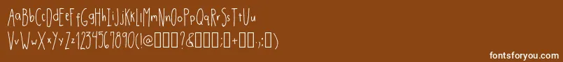 DrmhandwrittenthinRegular-Schriftart – Weiße Schriften auf braunem Hintergrund
