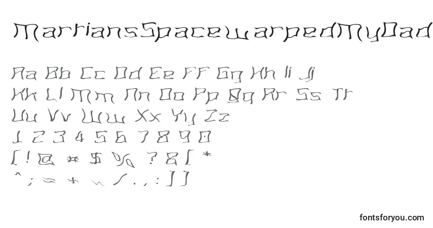 Шрифт MartiansSpacewarpedMyDad – алфавит, цифры, специальные символы