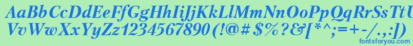 Ptr74C Font – Blue Fonts on Green Background