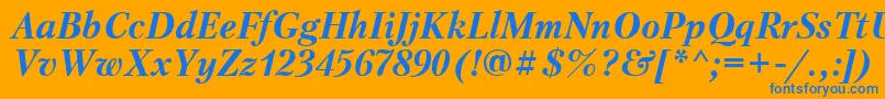 Ptr74C Font – Blue Fonts on Orange Background