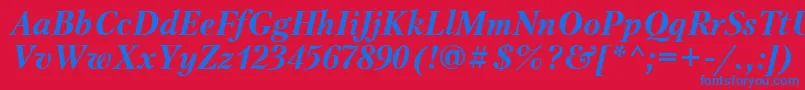 Ptr74C Font – Blue Fonts on Red Background