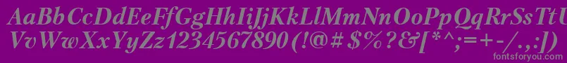 フォントPtr74C – 紫の背景に灰色の文字