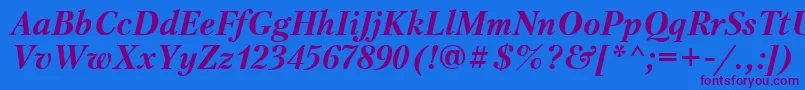 Ptr74C Font – Purple Fonts on Blue Background