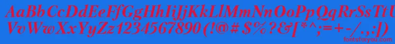 Ptr74C Font – Red Fonts on Blue Background