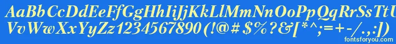 Ptr74C Font – Yellow Fonts on Blue Background