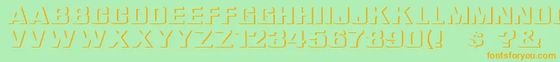フォントReliefGroteskExtended – オレンジの文字が緑の背景にあります。