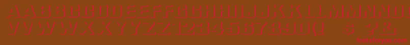 ReliefGroteskExtended-Schriftart – Rote Schriften auf braunem Hintergrund