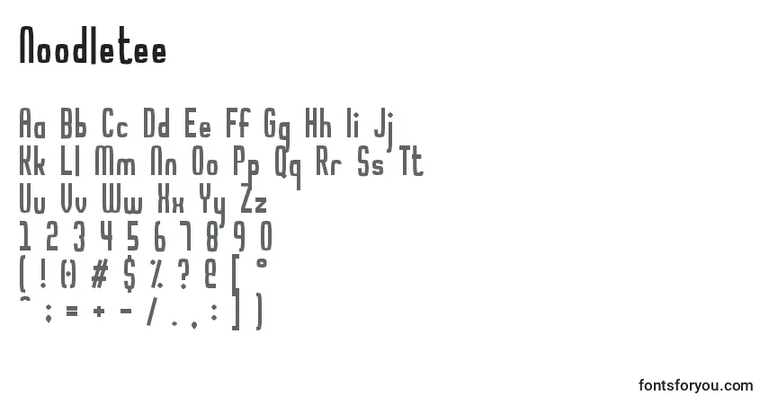 A fonte Noodletee – alfabeto, números, caracteres especiais