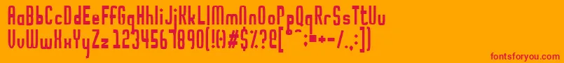 Noodletee-Schriftart – Rote Schriften auf orangefarbenem Hintergrund