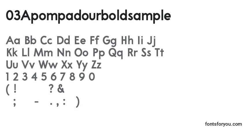Czcionka 03Apompadourboldsample (113017) – alfabet, cyfry, specjalne znaki