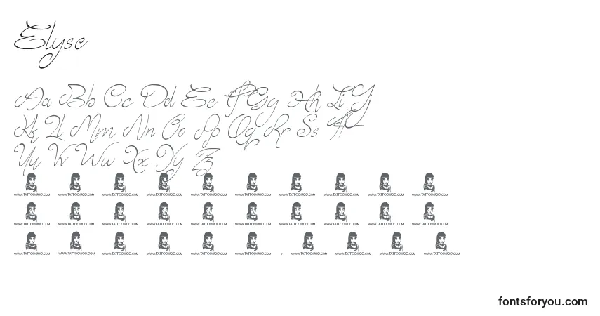 Шрифт Elyse – алфавит, цифры, специальные символы