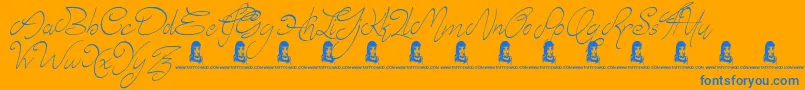 Elyse-Schriftart – Blaue Schriften auf orangefarbenem Hintergrund