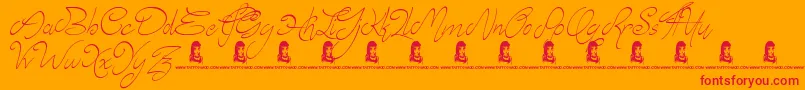 フォントElyse – オレンジの背景に赤い文字