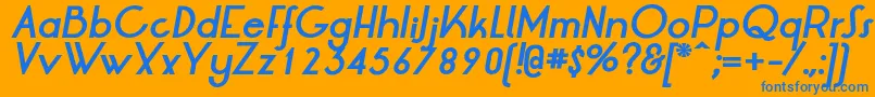 LtOksanaBoldItalic-Schriftart – Blaue Schriften auf orangefarbenem Hintergrund