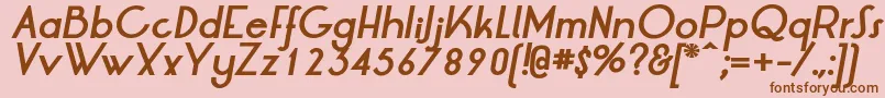 Fonte LtOksanaBoldItalic – fontes marrons em um fundo rosa