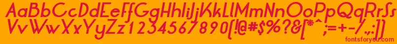 Fonte LtOksanaBoldItalic – fontes vermelhas em um fundo laranja