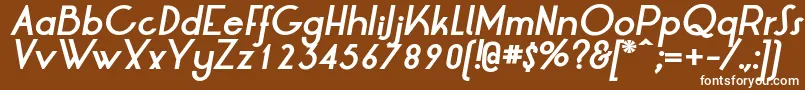 LtOksanaBoldItalic-fontti – valkoiset fontit ruskealla taustalla