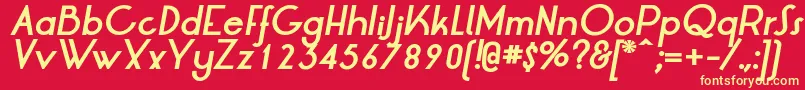 Fonte LtOksanaBoldItalic – fontes amarelas em um fundo vermelho