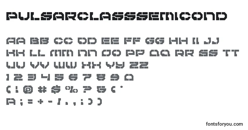 A fonte Pulsarclasssemicond – alfabeto, números, caracteres especiais