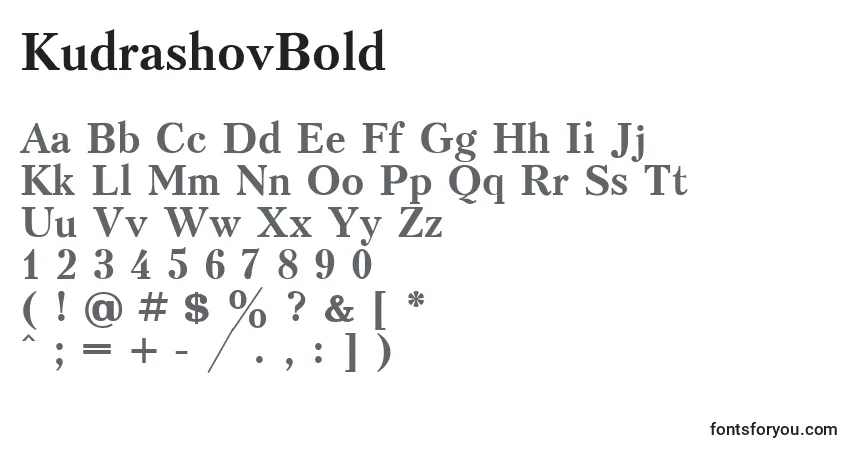 Schriftart KudrashovBold – Alphabet, Zahlen, spezielle Symbole