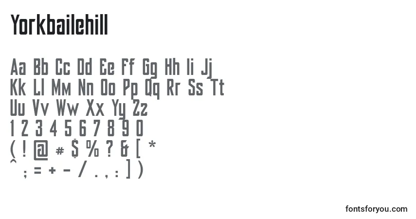 Schriftart Yorkbailehill (113024) – Alphabet, Zahlen, spezielle Symbole