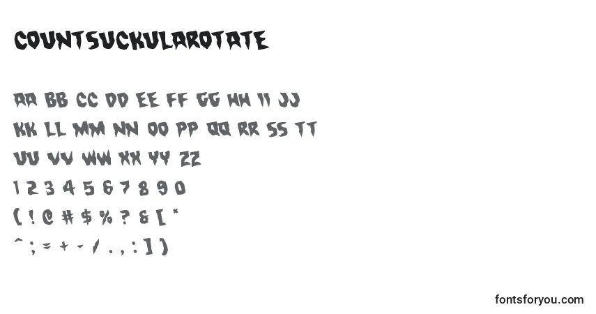Countsuckularotate Font – alphabet, numbers, special characters