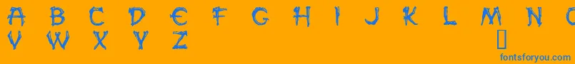 Paled-Schriftart – Blaue Schriften auf orangefarbenem Hintergrund