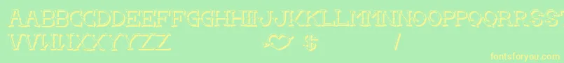 LoveYouMomShadow-fontti – keltaiset fontit vihreällä taustalla